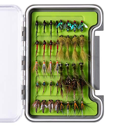 Bassdash Trout Steelhead Salmon Fishing Flies Assortment 57/58pcs Include Dry Wet Flies Nymphs