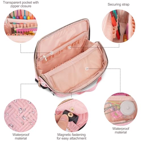 Image of Empty Crochet Hook Case Stand-Up Organizer for Knitting & Crochet Supplies, Crochet Hook Organizer with 26 Slots for 7 inch Hooks and Accessories, Crochet Hook Holder for Needles, Stitch Markers & More
