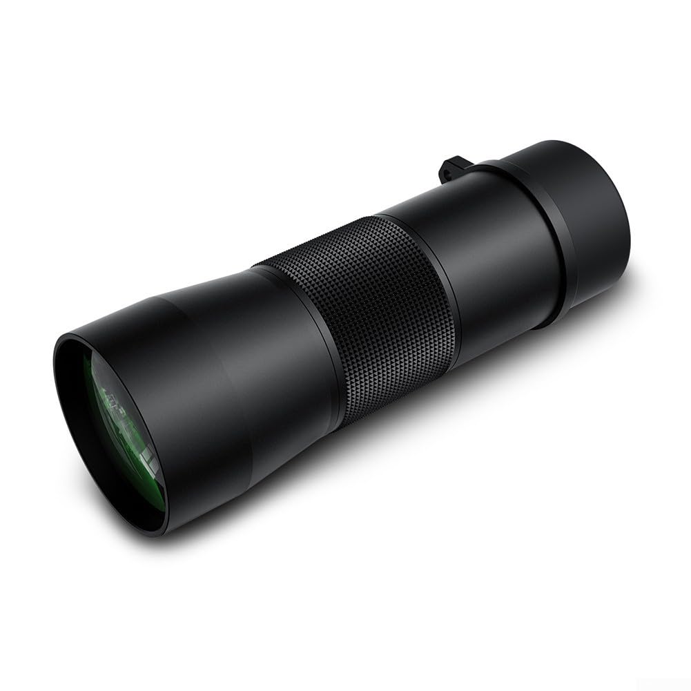 HD-Monokular-Teleskop 8 x 42/10 x 42, IPX7 wasserdicht, mit Stickstoff gefüllt, Metallgehäuse, Hochleistungs-Zielfernrohr für Vogelbeobachtung, Wandern, Camping, Wildbeobachtung, schwarz (8 x 42)