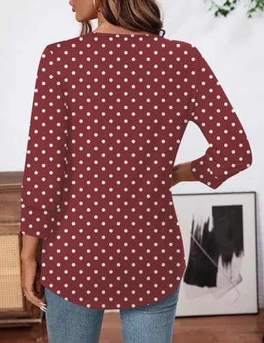 Ivicoer 3/4 Length Sleeve Womens Tops with Buttons V Neck Business Work Shirts Dressy Casual Blouses Summer Outfits Loose Fit3