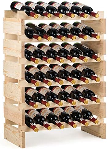 Giantex 36 Bottle Modular Wine Rack, 6 Tier Wine Display Shelves, Stackable Free Standing Wine Bottles Organizer for Bar, Cellar, Cabinet, Pantry, No Bolt Assembly, 25”LX11”WX33.5”H