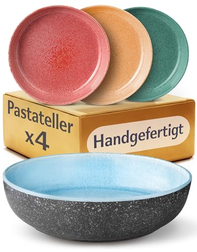 Cosumy 4er Tiefe Teller Set aus Steingut Ø22 cm – Handgefertigte Pastateller Groß Tief – Geschirr Set Modern – Tafelservice Suppenteller 4 Stück – Buntes Geschirrset (Tellerset für 4 Personen) Cosumy 4er Tiefe Teller Set aus Steingut Ø22 cm – Handgefertigte Pastateller Groß Tief – Geschirr Set Modern – Tafelservice Suppenteller 4 Stück – Buntes Geschirrset (Tellerset für 4 Personen)