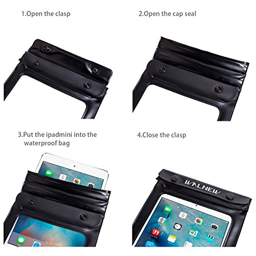 Image of Walnew Universal Waterproof eReader Protective Case Cover for Kindle Oasis, Kindle Paperwhite, Kindle Keyboard,Amazon Kindle eReader, Kindle Fire, Sony Kobo Nook ereader, iPad Mini and more,Black
