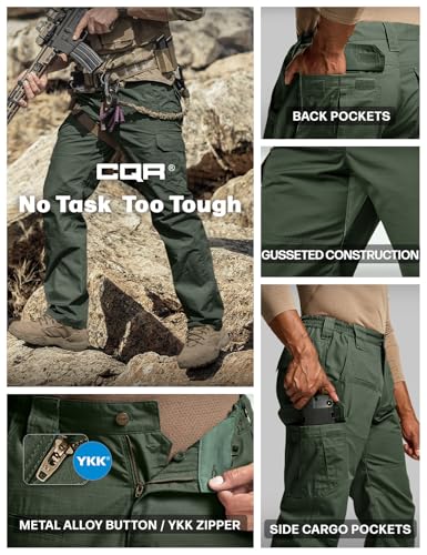 Image of CQR Men's Tactical Pants, Water Resistant Ripstop Cargo Pants, Lightweight EDC Work Hiking Pants, Outdoor Apparel