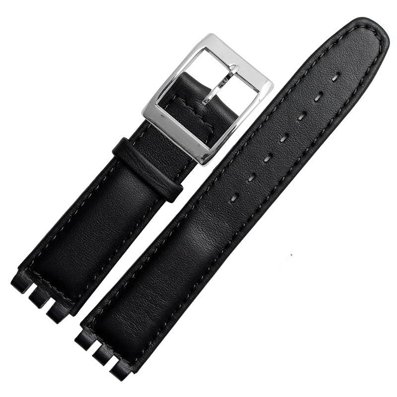 Bracelet montre cuir véritable 17mm pour réparer Swatch YRS YCS usée boucle noir