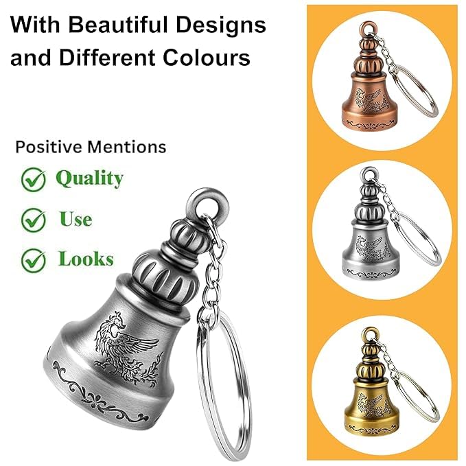Image of OTTAVO Guardian Bell Keychain, Oxidized Copper, Tibetan Style, 5 cm Height, Good Luck Charm