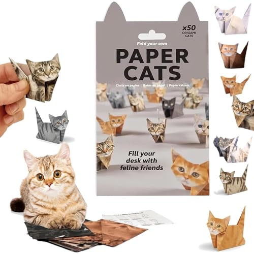 lomdung 50 Piezas DIY Paper Gato Craft Kit, DIY Paper Gato, Creative Origami Animal Kit, Cute Kitten Origami Papercraft Set, para Desk Decor, Fun Craft Activity for Adults & Kids, Regalo Navidad