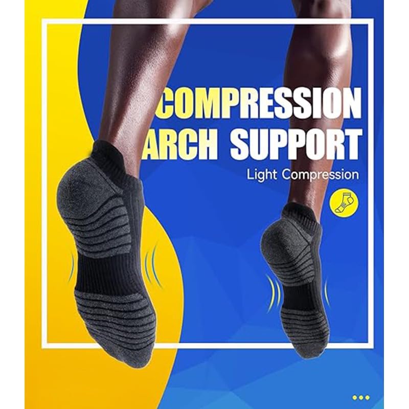 Athletic Ankle Socks for Men & Women, Low Cut Cushioned Running Tab, Breathable Anti-Blister Moisture-Wicking Sports Socks (6 Pairs) Women 6.5–12.5 / Men 5–113