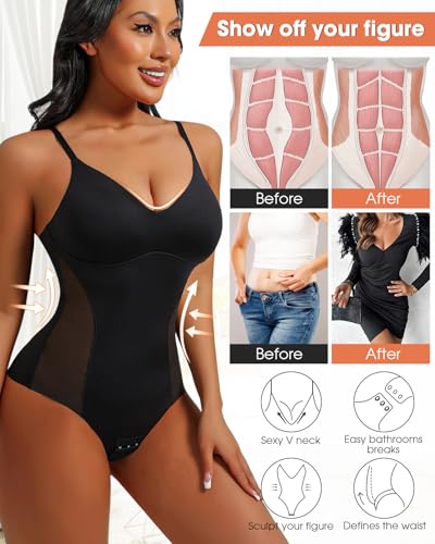 Image of Tummy Control Shapewear For Women Seamless Thong Bodysuit Sculpting Snatched Faja Body Shaper