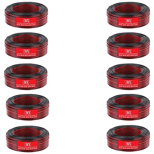Image of MX High Performance Red & Black Speaker cable 14 Wire= 24 AWG- 50 Mtr Coil- Speaker Wires for Home Theater Systems, Speakers, Vehicles, Car Audio, Amplifiers, Hi-Fi Receivers Etc, Pack of 10 (MX-3975)