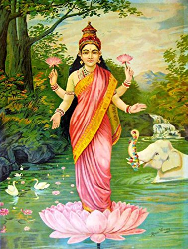 Image of Tallenge Raja Ravi Varma Paintings Lakshmi and Saraswati Small Poster (Poster Paper; 12 x 18 inches) -Set of 2