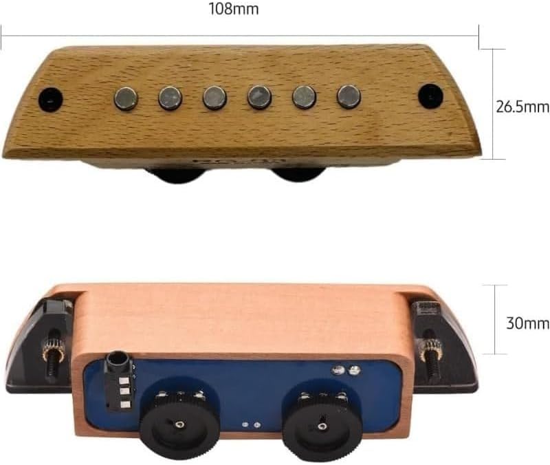 Acoustic Guitar Pickup Passive Magnetic Soundhole Mount with Volume Tone Control for Steel String Guitar Stage Studio Recording Performance Use