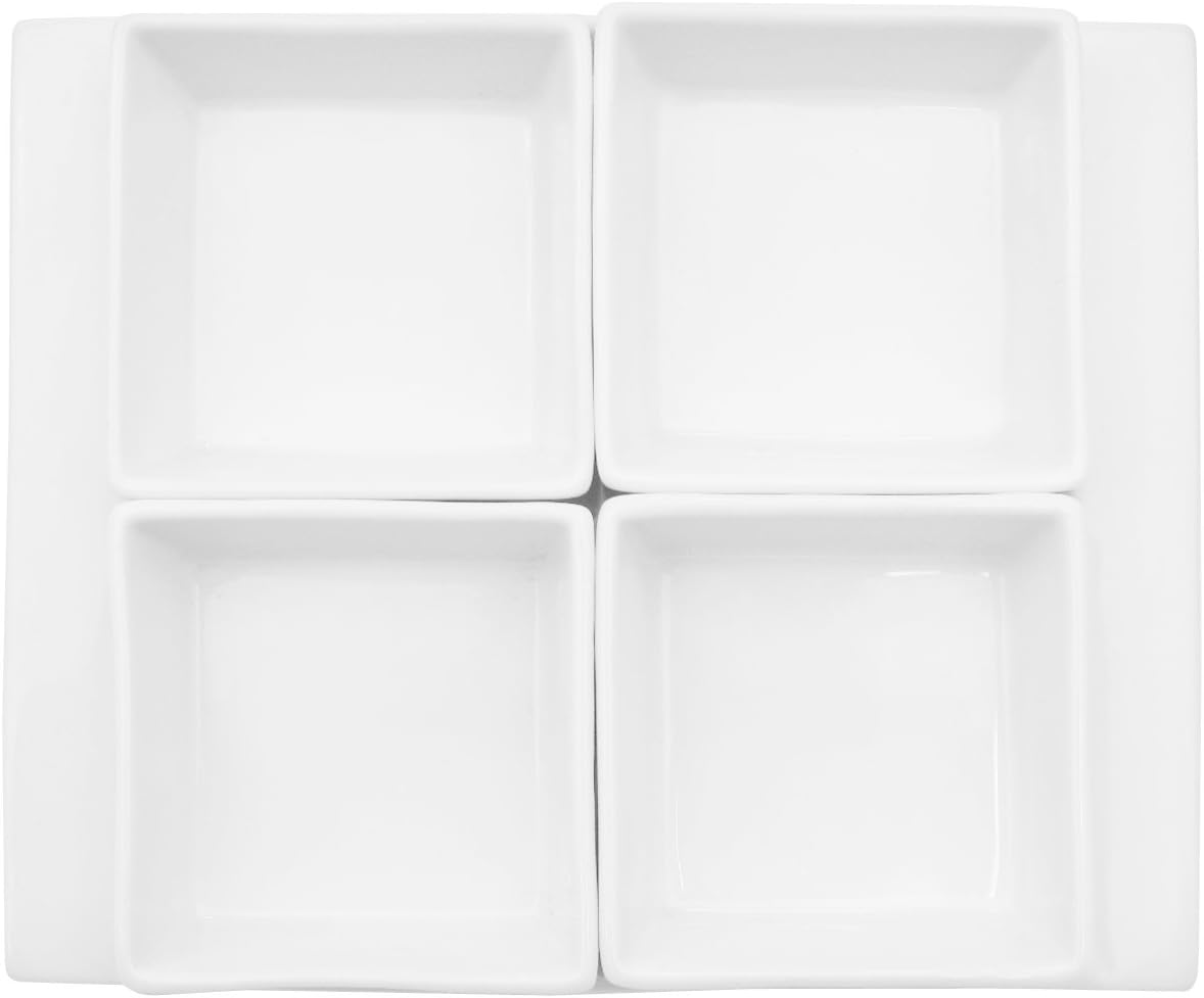 CAC China F-4S Fortune 8-5/8-Inch by 7-Inch Super White Porcelain Square Tray, Box of 24