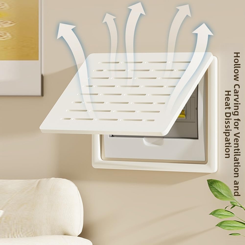 Caja de distribución de contador eléctrico 45X35 cm de plástico decorativo de madera para contador eléctrico y multimedia, cajas de corriente débil con tapa abatible, diseño de fácil acceso