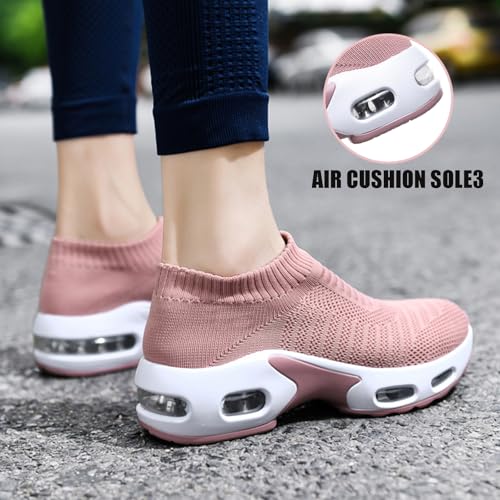 Women's Knit Orthopedic Sock Sneakers Lightweight Breathe Mesh Slip-On Air Cushion Sole Daily Nursing Work Walking Shoes4