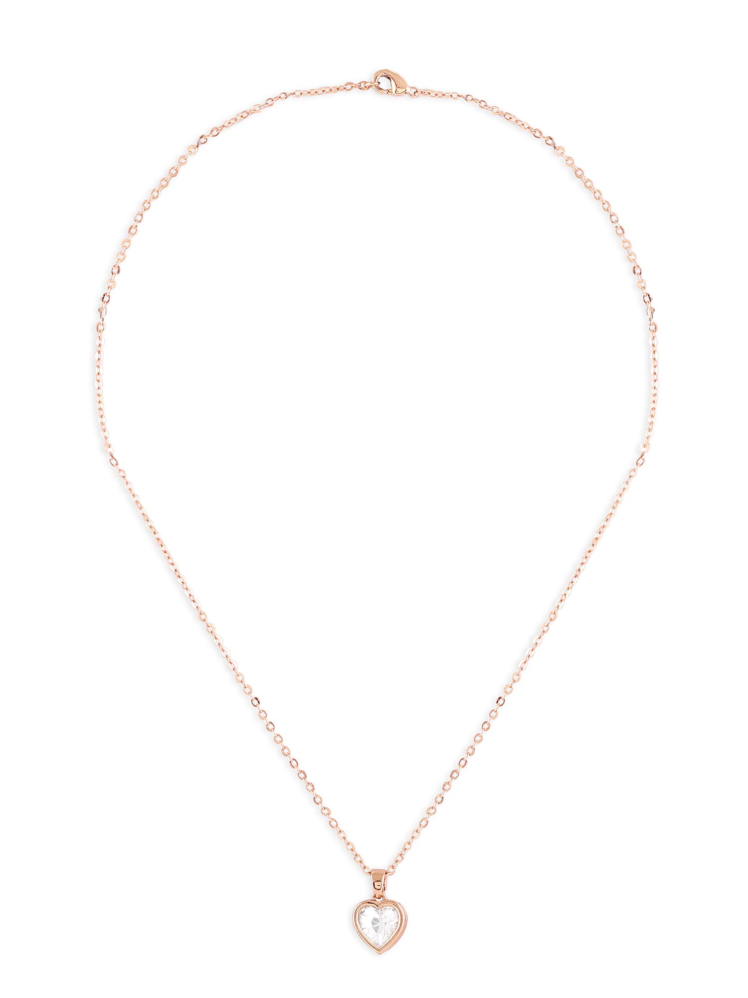 ZAVERI PEARLS Rose Gold Contemporary Heart Cubic Zirconia Embellished Pendant & Chain For Women-ZPFK16912 (B0CN1928Z6) Amazon Price History, Amazon Price Tracker