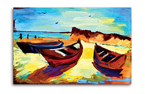 Image of Tamatina Modern Art Canvas Painting | Sunny Day at the Beach| Abstract Art Unframed painting for Home decor|size - 9X13 Inches.30