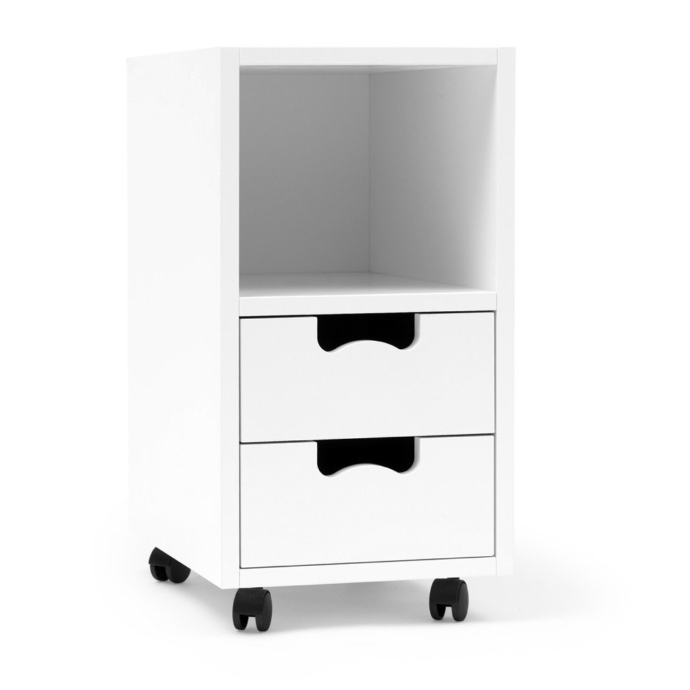 APRODZ Mango Wood Bow Trolley Chest of 2 Drawers StorageFor Living Room | White Finish-image-33