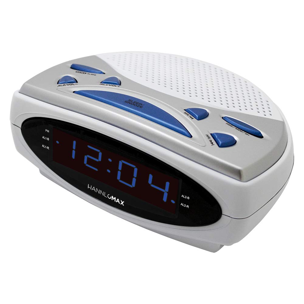 HANNLOMAX HX-137CR Alarm Clock Radio, PLL AM/FM Radio, Dual Alarm, 0.9" Blue LED Display (White)-image-23