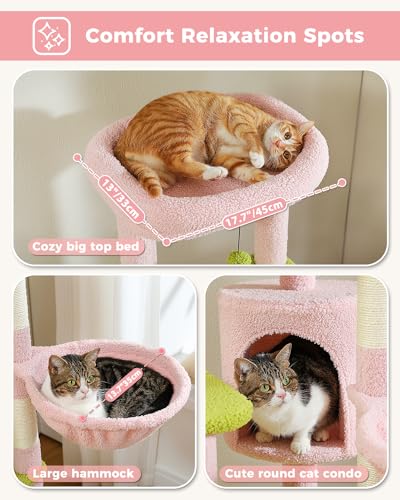 Torre para gato MUTTROS de 59 pulgadas, multi-niveles, rosa miniatura 4