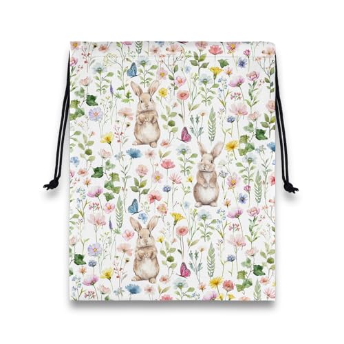 Image of Gymnastics Grip Bag Bunny Wildflower Easter Small Gym Storage Pouch for Dance