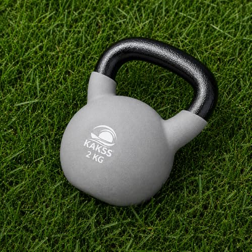 Image of Kakss Half Coating Neoprene Kettlebell (2kg to 40kg)(Proudly Made in India) (2kg, Grey)