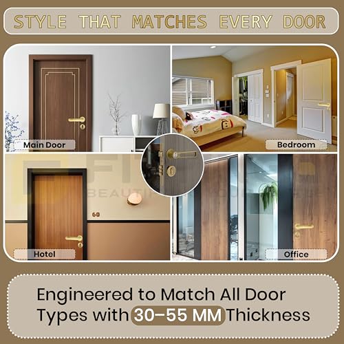 Image of Nice Mortise Door Handle Lock Set /Premium Zinc Alloy Door Handle with Locks /Heavy-Duty Main Door Handle with Lock for Home, Office & Hotel Doors - 3 Years Warranty - Brass Antique