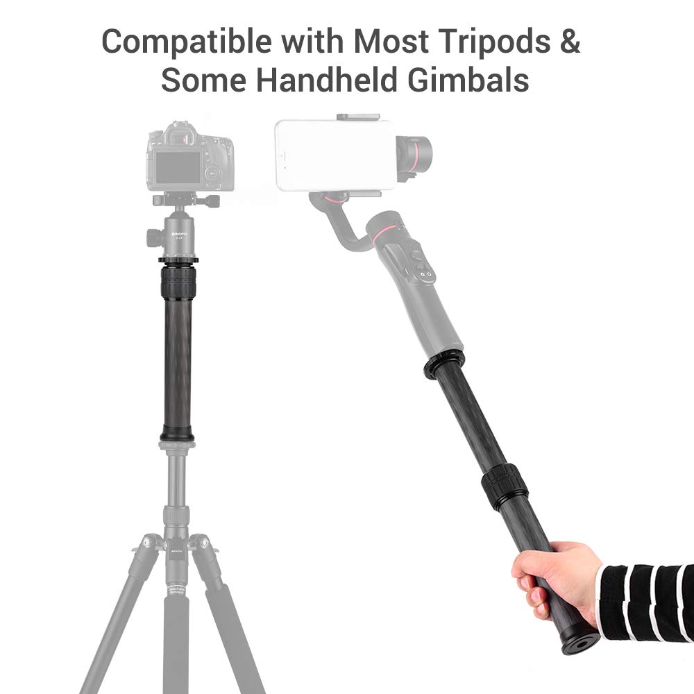 Andoer - Columna Central de trípode de Fibra de Carbono con Barra de extensión de cardán, diámetro de Tubo de 32 mm, Capacidad máxima de Carga de 15 kg