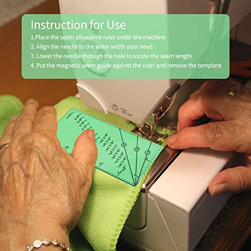 Régua de margem de costura e 2 guia de costura magnética para máquina de costura 1/8â a 2â linha reta de bainhas Régua de costura para medidor de costura com ponto de pivô de 1/4â e linha de corte de - Imagem 8