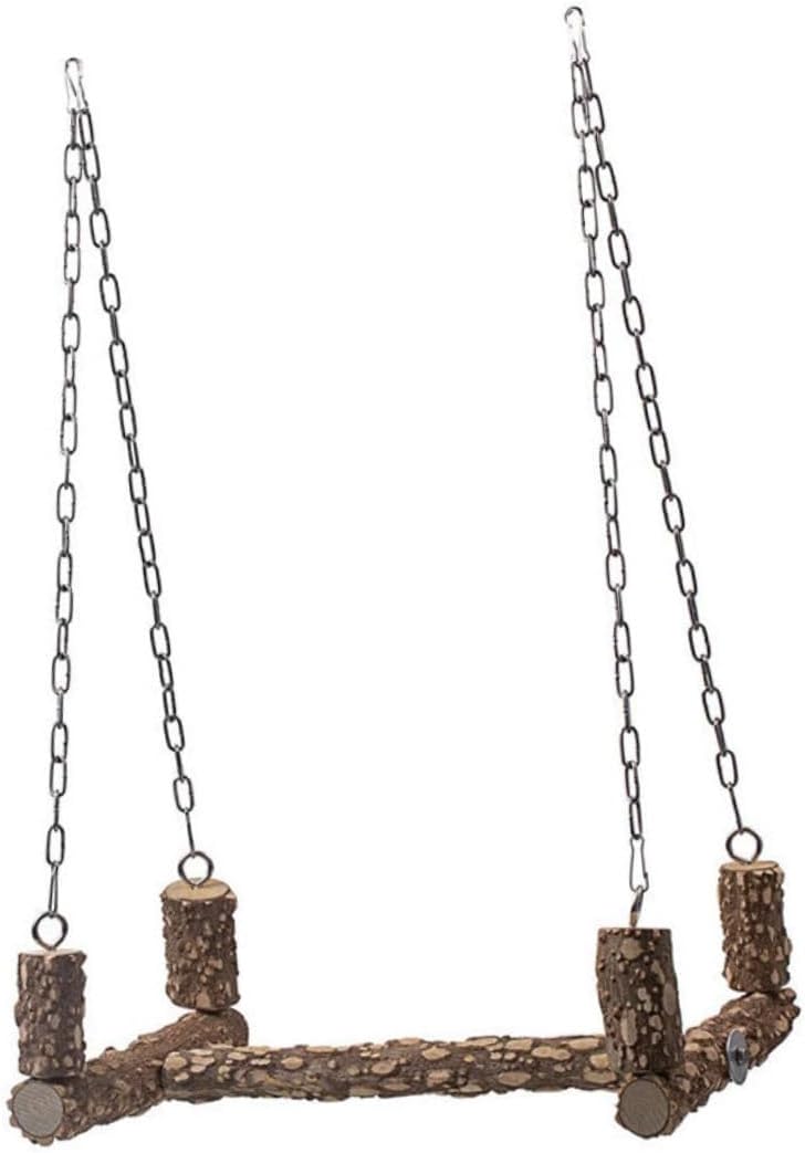 1pc Parrot Stand Toy Natural Climbing Perch for Birds Interactive Swing Fun Bird Cage Accessory Light Brown Color for Parrots