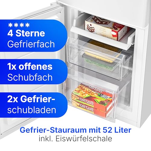 Bomann, KG7359 Réfrigérateur et Congélateur 173L Blanc - 121L Réfrigérateur, 52L Congélateur 4 Étoiles, Éclairage LED, Alarme d'Ouverture, Bac à Légumes, 3 Étagères en Verre, Économie d'Énergie – Image 5