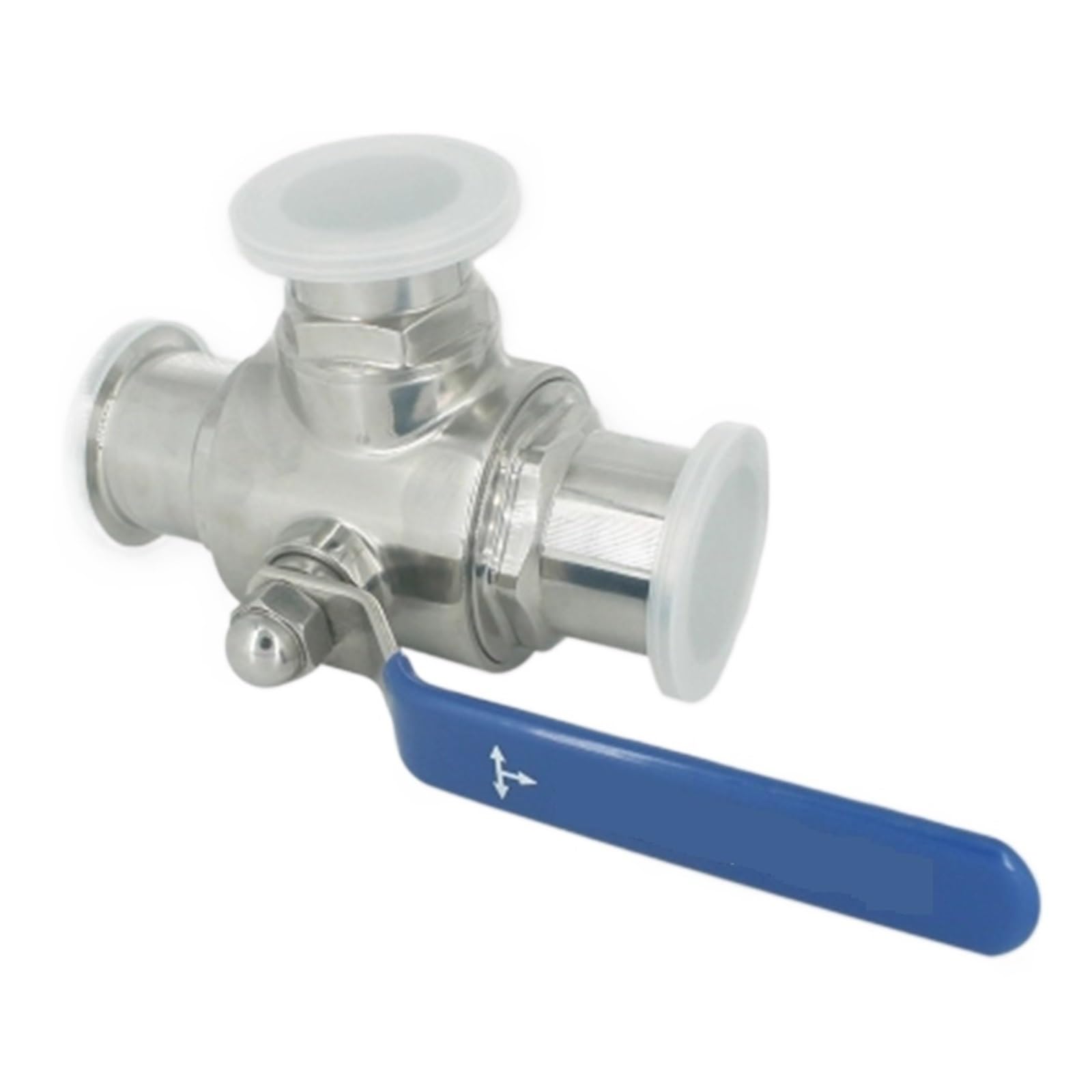 Válvula de bola con puerto en T, válvula de bola sanitaria de 3 vías de acero inoxidable 304 de 2 ", 51mm, virola O/D de 1,5" y 64mm for productos diarios caseros Piezas de válvulas de apertura y cier