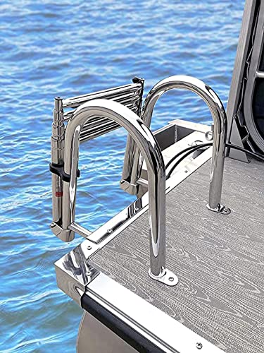 Escalera de barco telescópica inoxidable 4 peldaños miniatura 1