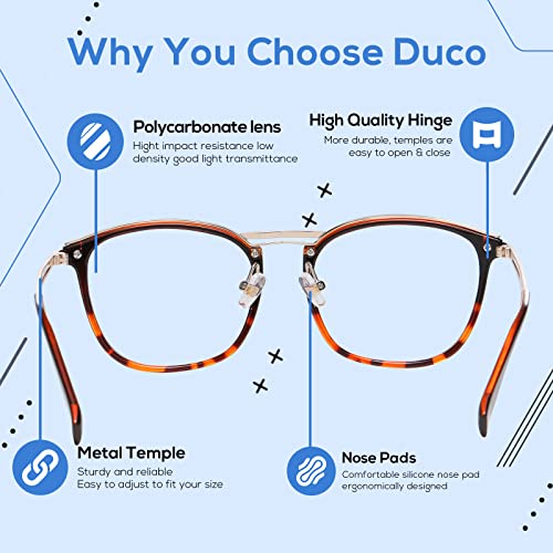 Image of DUCO Blue Light Blocking Glasses For Men Blue Ray Glasses Oversized Computer Glasses Retro Square Fashion Eyeglasses 5223