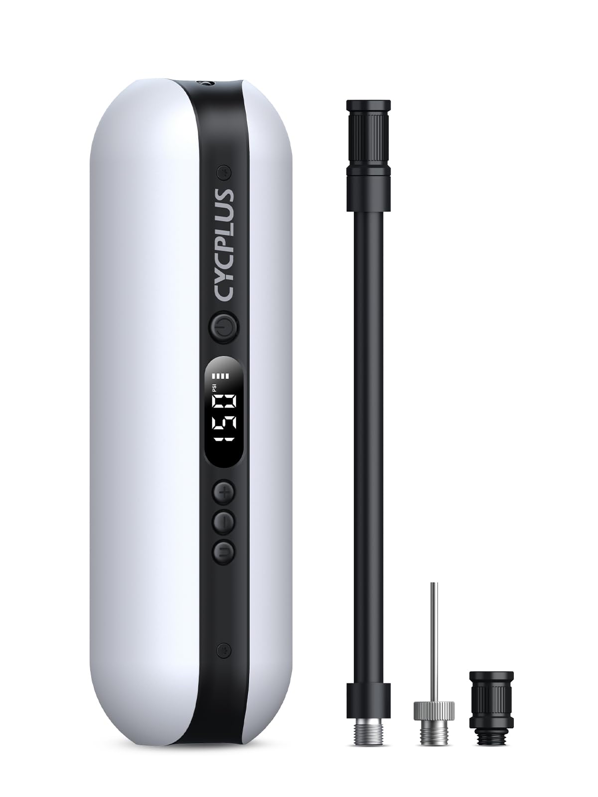 CYCPLUS Electric Air Compressor Portable Bicycle Pump Car Tire Inflator, Max 150 PSI, Auto Shut-Off Air Pump with Presta and Schrader Valves for All Bicycles Motorcycles and Cars(White)