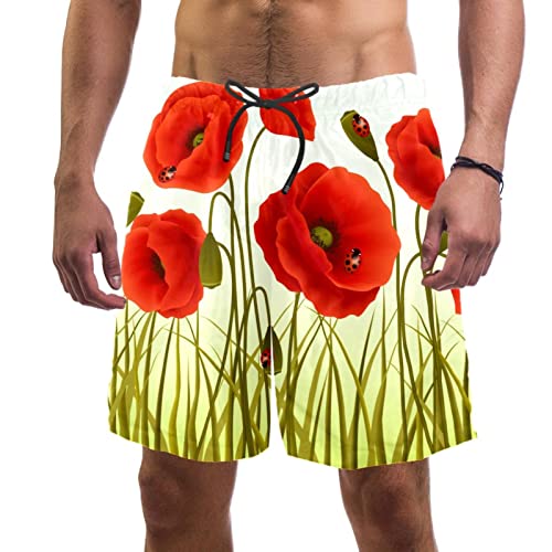 Maillots de bain hommes JDEZ short de plage séchage rapide rouge