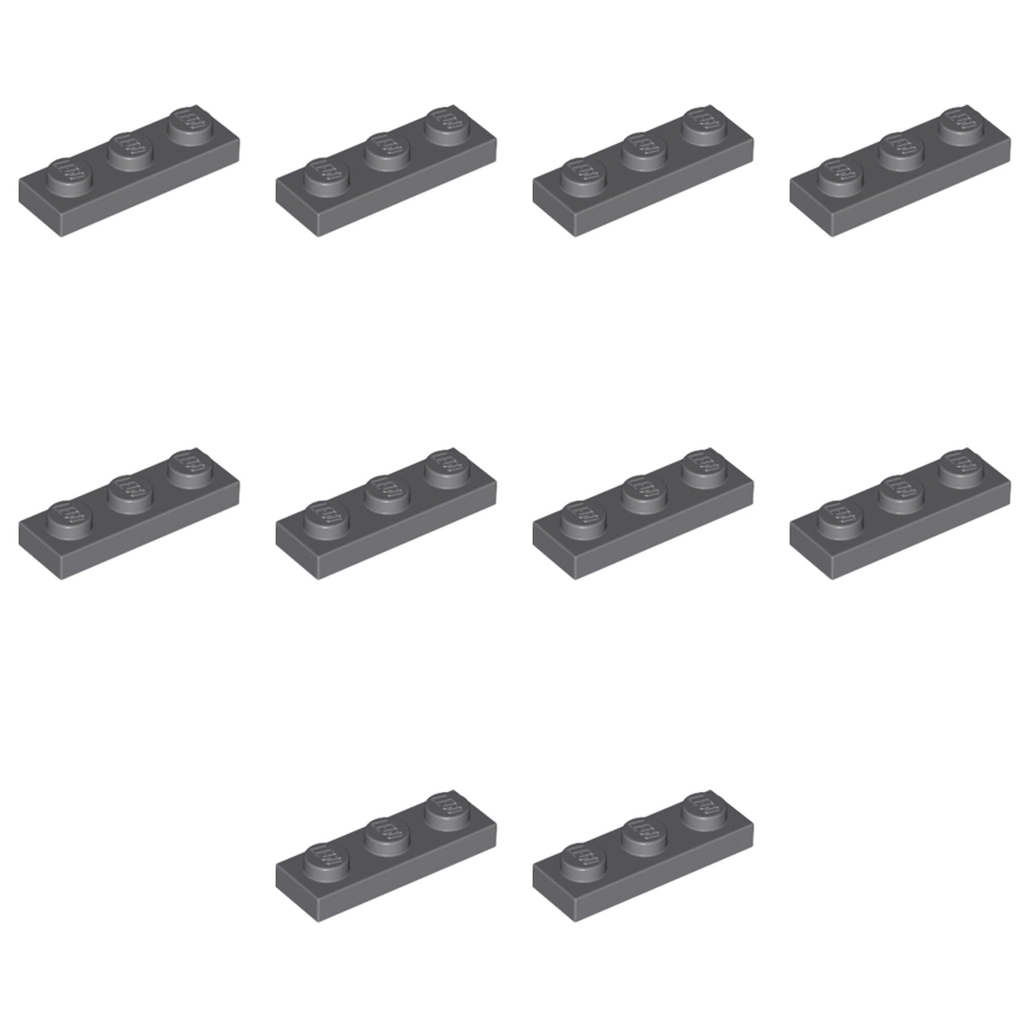 LEGO Plate 1 x 3 Part 3623 (Dark Bluish Gray, 10, count)