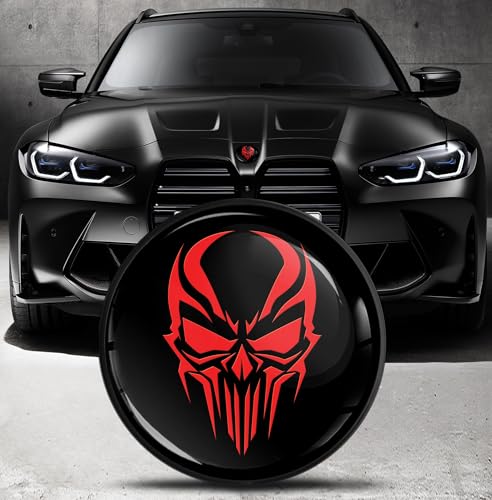 Image of Biomar Labs Front Hood Trunk Tuning Badge 82 mm Compatible with BMW Emblem 51148132375 Skull Black Red EO 35