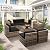KROFEM 8 Pieces Outdoor Wicker Rattan Patio Furniture Sectional Set, Glass Top Table with Hidden Storage, 7 Sofa Sections, Oversized Cushions, Natural Color Rattan with Black Cushion