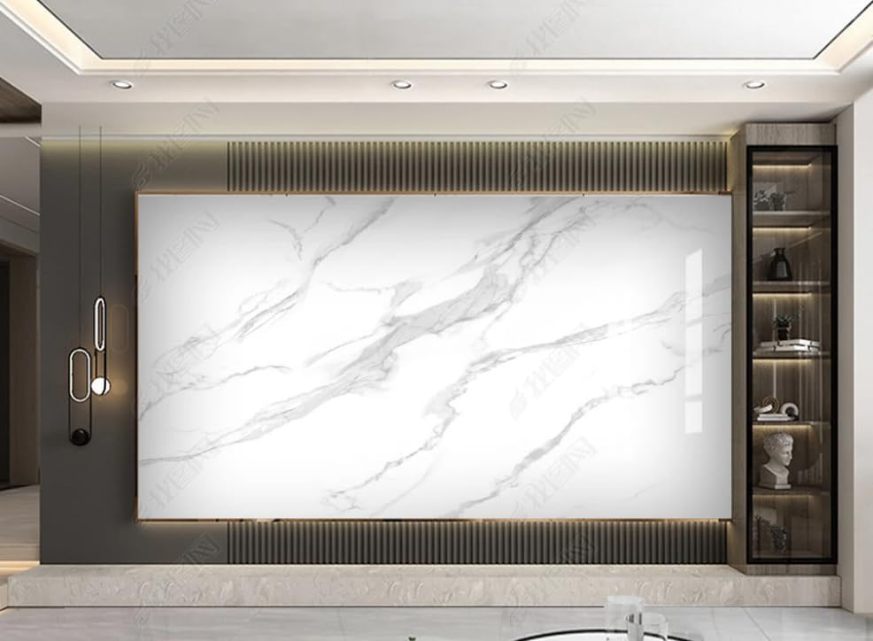 Papier peint intissé marbre blanc géant 400x280 cm pour salon