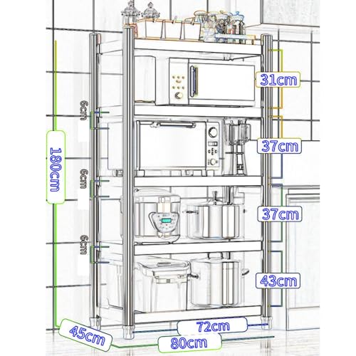 Scaffale regolabile a 5 ripiani in acciaio inox, versatile scaffalatura per cucina, ufficio, ga, ristorante e magazzino, soluzione salvaspazio per nizat