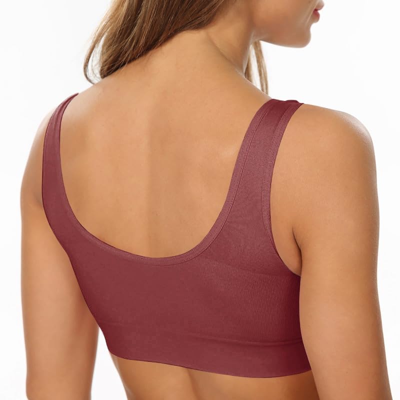 Image of Litthing Lace Bralettes for Women Padded Sports Bra Seamless Plus Size Tank Tops Wirefree Comfort Yoga Cami T Shirt Bras