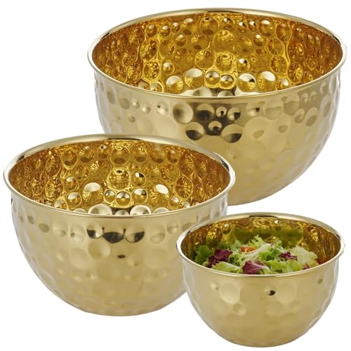 Set de 3 tazones de mezcla dorados de acero inoxidable miniatura 1