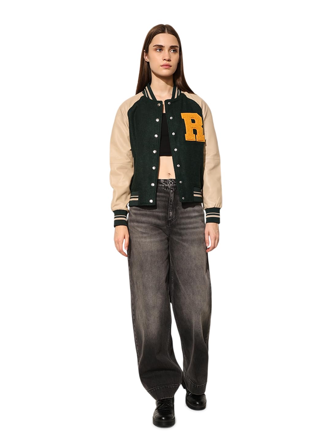 only Women Fleece Varsity Jacket with Embroidered-picture-19