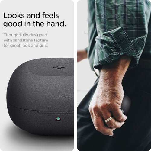 Image of Spigen Geo Fit | Samsung Galaxy Buds 2 /2 Pro /Pro /Core /FE /Live Case Cover [Carabiner Included] [Hard Shell] [Light Compact] PC - Graphite Gray