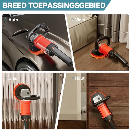 Wiltec professionele auto polijstmachine 1200 W slijpmachine tot 3000 rpm polijstapparaat met 6 standen poetsmachine met accessoires - Afbeelding 4