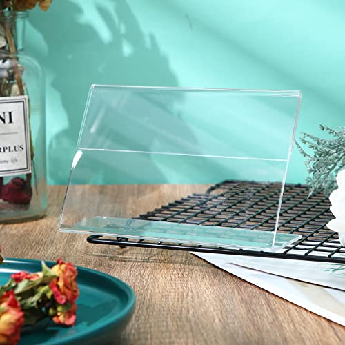 48 Pack Clear Photo Booth Frames 5.9 X 4 Inch Acrylic Sign Holders Slanted Back Clear Picture Frames L-Shape Horizontal Self Standing Photo Sign Display Sign Holder With Insert For Home Office Store #TOP7