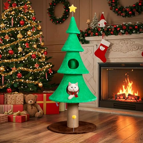 Árbol para gatos tipo árbol de Navidad 59 in verde miniatura 1