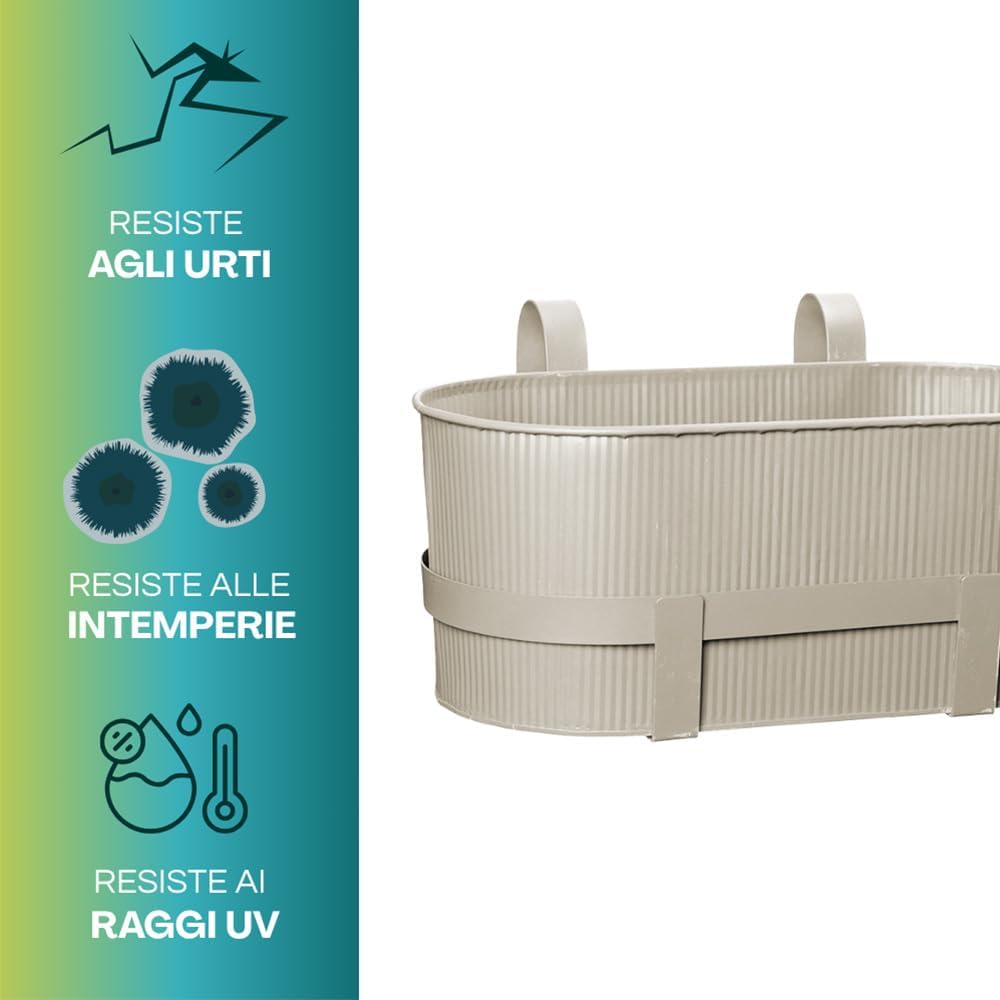 KADAX Fioriera Sospesa Da Esterno 60 Cm, Balcone In Plastica Effetto Rattan Con Staffe Di Montaggio E Sottovaso Integrati Grafite Set Di 3 83765973
