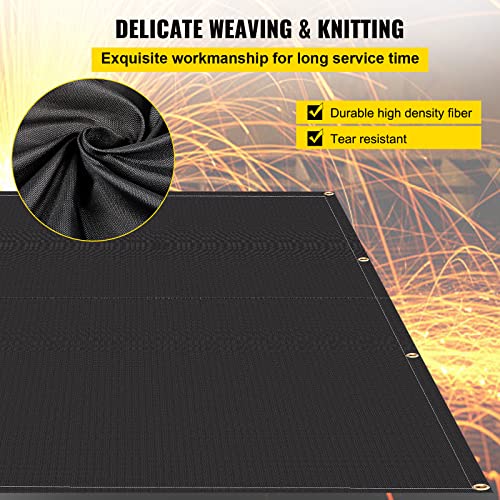 Image of VEVOR Fire Blankets, 2 Pack Welding Blankets, 6' x 10' Fire Suppression Blanket, 1022 F Flame Retardant Blanket, Black Fire Emergency Blankets, Fiberglass Fire Retardant Blanket with 8 Brass Grommets
